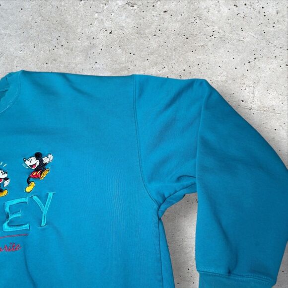 Vintage Disney Store Mickey Amis Sweatshirt Size Large Turquoise France - Picture 3 of 12